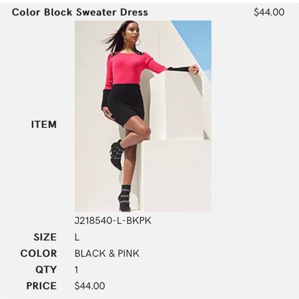 Venus size L bright pink & black. Stretchy ribbed material for flattering look.